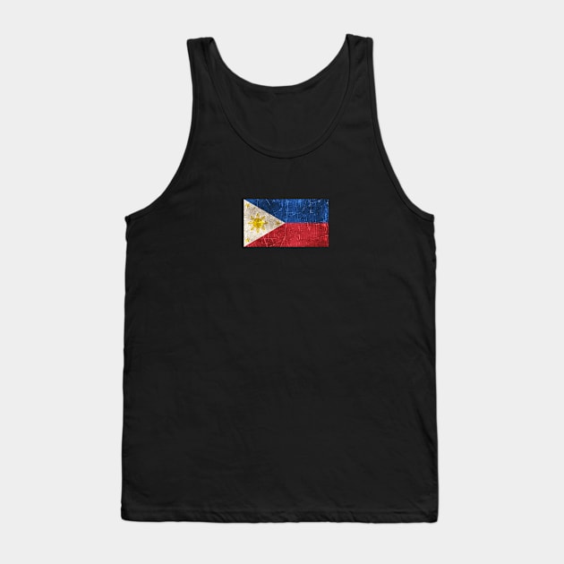 Vintage Aged and Scratched Filipino Flag Tank Top by jeffbartels